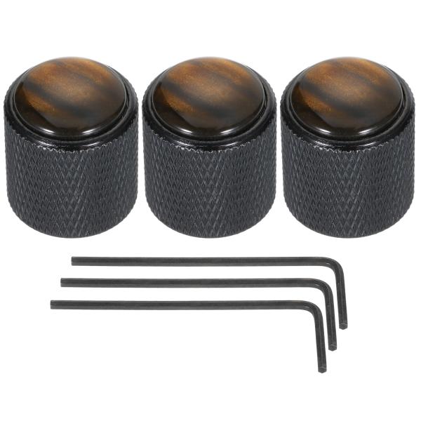 uxcell ギターベースドームノブ アンバートップ 6mm 黒メタル ボリュームトーンコントロール...