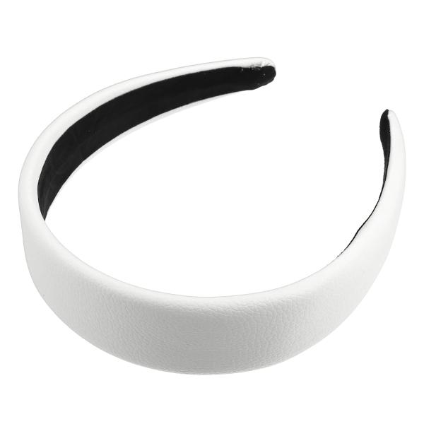 uxcell VOCOSTE ヘッドバンド フェイクレザー ヘアバンド 女性用 ホワイト 4cm