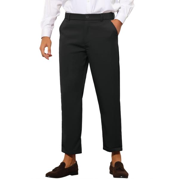 uxcell Lars Amadeus ドレスパンツ スキニー クロップドパンツ フラットフロント ...