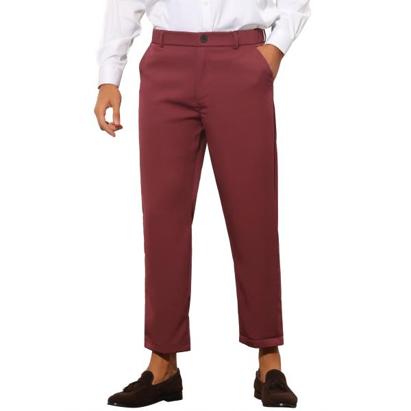 uxcell Lars Amadeus ドレスパンツ スキニー クロップドパンツ フラットフロント ...