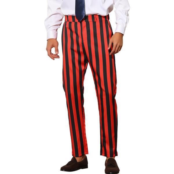 uxcell Lars Amadeus ストライプ ドレスパンツ ビジネスパンツ フラットフロント ...