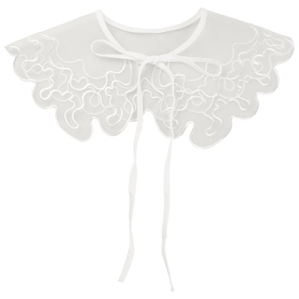 Elerevyo ブラウス 女性 取り外し可能 フェイクカラー 薄手 刺繍ミニケープチョーカー ネッ...