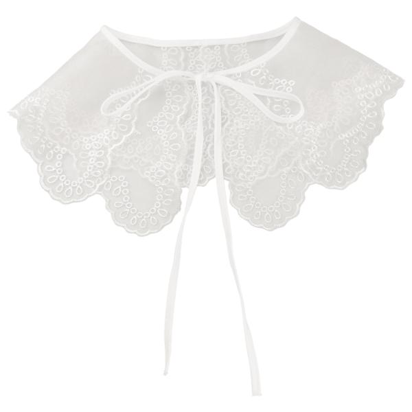 Elerevyo ブラウス 女性 取り外し可能 フェイクカラー 薄手 刺繍ミニケープチョーカー ネッ...