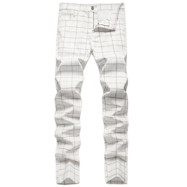 Lars Amadeus ロングパンツ ドレスパンツ チェック柄 格子 ストレートレッグ フラットフ...