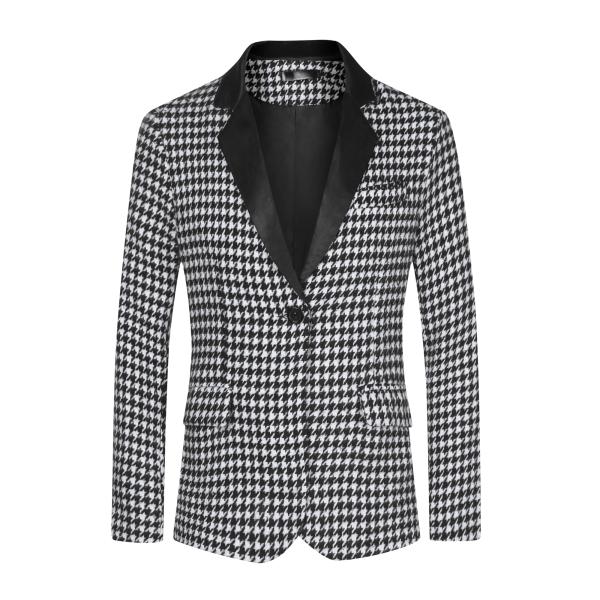 Lars Amadeus チェック柄 ブレザー スポーツ コート 千鳥格子プリント スリムフィット ...