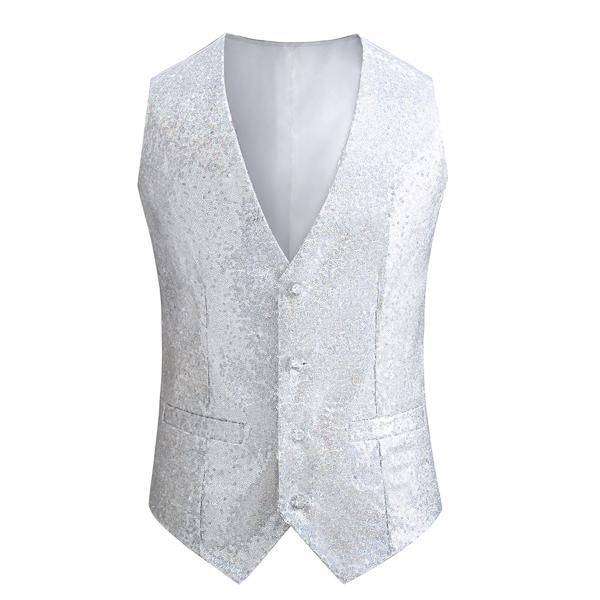 Lars Amadeus チョッキ用スパンコール スーツ ベスト Vネック ノースリーブ ディスコ ...