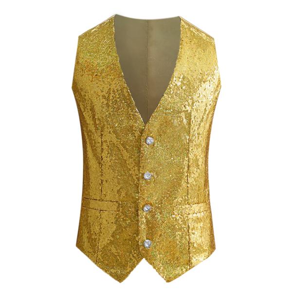 Lars Amadeus チョッキ用スパンコール スーツ ベスト Vネック ノースリーブ ディスコ ...