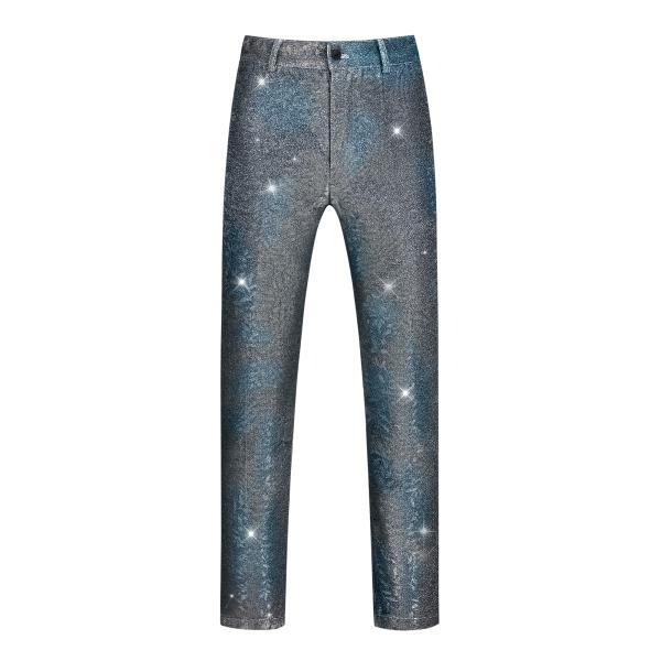 Lars Amadeus ロングパンツ スパンコール シャイニー メタリック スラックスパンツ 光沢...