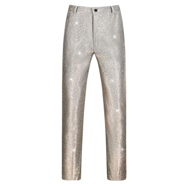 Lars Amadeus ロングパンツ スパンコール スラックスパンツ 光沢 パンツ ディスコ パー...