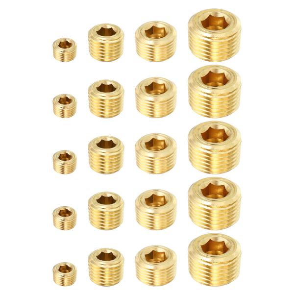 uxcell PATIKIL 3mm 6.5mm 10mm 13mm NPT 真鍮製六角皿プラグ 2...