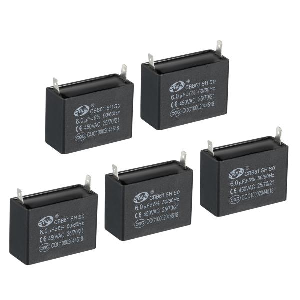 PATIKIL CBB61シーリングファンコンデンサ 5個 6uF 450V AC50/60HZ シ...