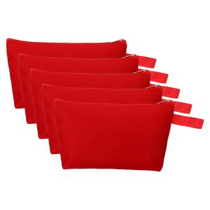 uxcell PATIKIL 23x13cm キャンバス化粧バッグ ストラップ付き 5個 鉛筆化粧用品ジッパーバッグ ポーチオーガナイザー レッド