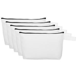 uxcell PATIKIL 23x13cm キャンバス化粧バッグ ストラップ付き 5個 鉛筆化粧用品ジッパーバッグ ポーチオーガナイザー ホワイト