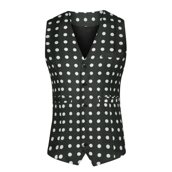 Lars Amadeus メンズ ドレスベスト スリムフィット Vネック ノースリーブ 水玉模様 チ...