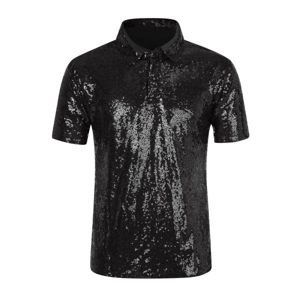 Lars Amadeus カットソー スパークル 半袖 ゴルフ Ｔシャツ スパンコール ポロシャツ ...