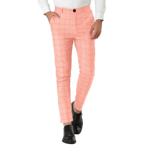 uxcell Lars Amadeus メンズドレスチェック柄スリムフィットフラットフロントビジネス...