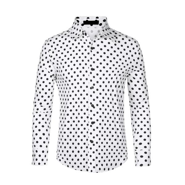 Lars Amadeus トップス 水玉柄シャツ 長袖 カラーブロック ビジネスシャツ フォーマル ...