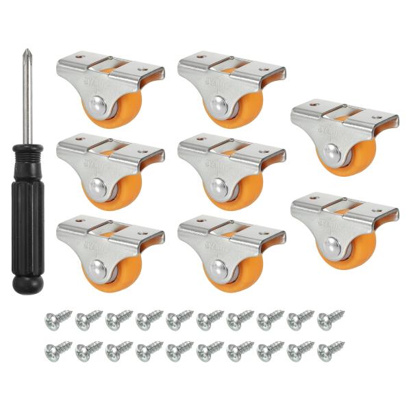 PATIKIL ミニ固定キャスターホイール1" 8個パック MPA剛性ローラー ベアリング付きメタル...