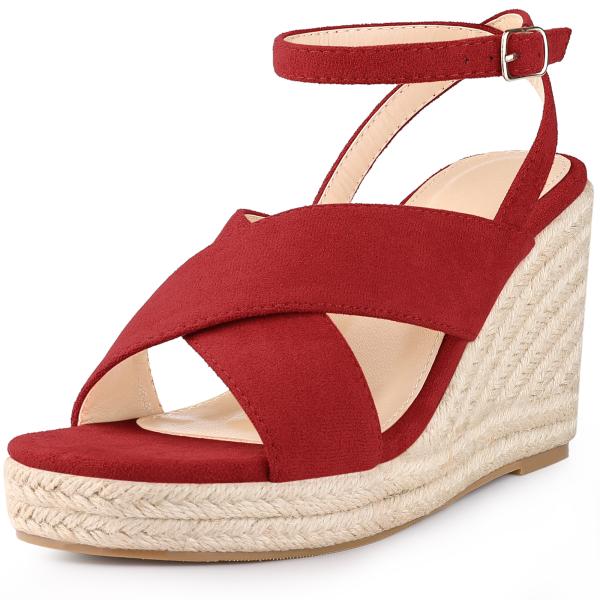 Perphy 女性用プラットフォームスリングバッククロスストラップエスパドリーユウェッジサンダル レ...