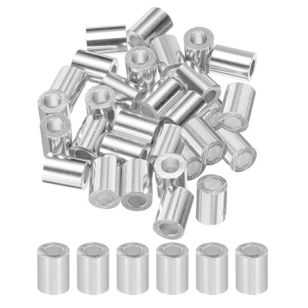 uxcell 3mm アルミ圧着ルー プスリーブ 片丸フェラル ワイヤーロープ用 ケーブルラインエン...