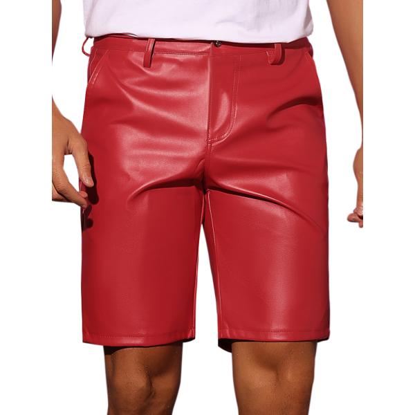 Lars Amadeus メンズ ショートパンツ フェイクレザーショーツ ヒップホップ オートバイ ...