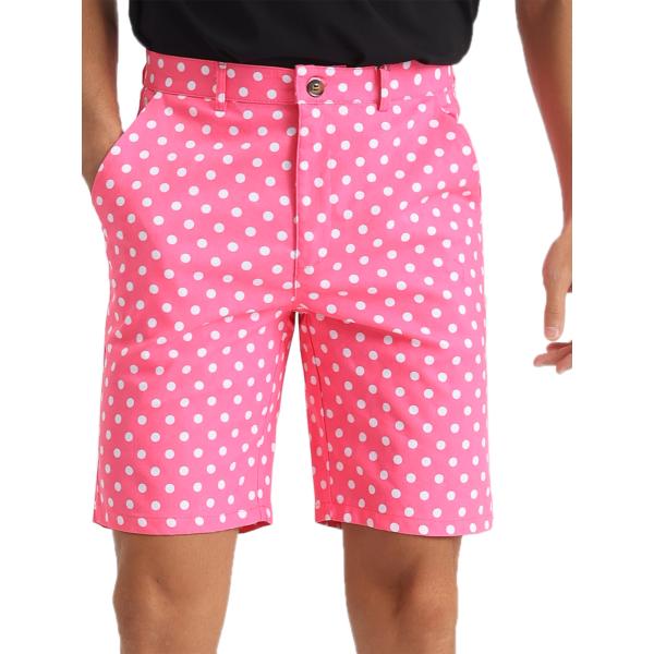 Lars Amadeus ショートパンツ ショーツ 夏用 小さい水玉 膝上プリント ゴルフショーツ ...
