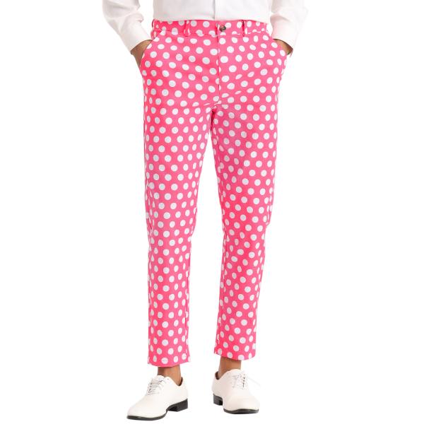Lars Amadeus ドレスパンツ用 ストレート レッグ フォーマル プロム 水玉模様パンツ メ...