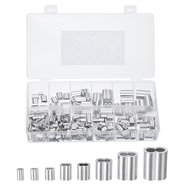 uxcell アルミ圧着ルー プスリーブ 8サイズ 1.2mm 1.5mm 2mm 2.5mm 3m...