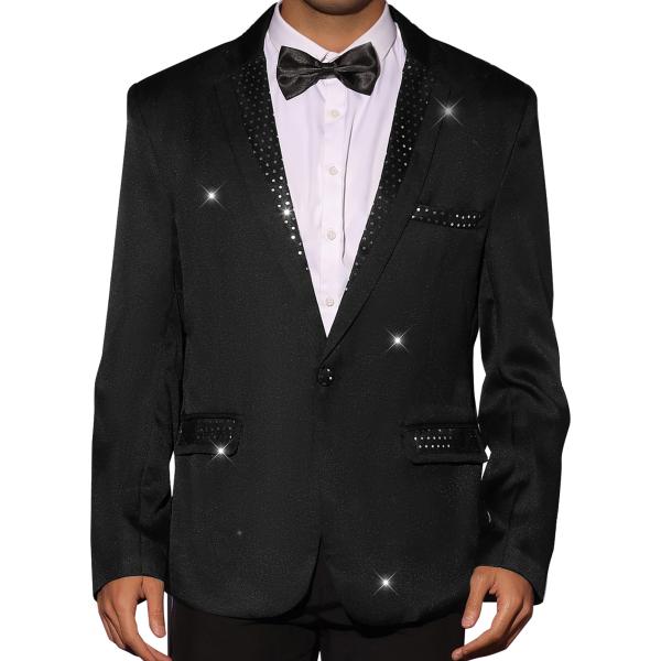 Lars Amadeus ジャケット スパンコール ブレザー ノッチドラペル フォーマル コスチュー...