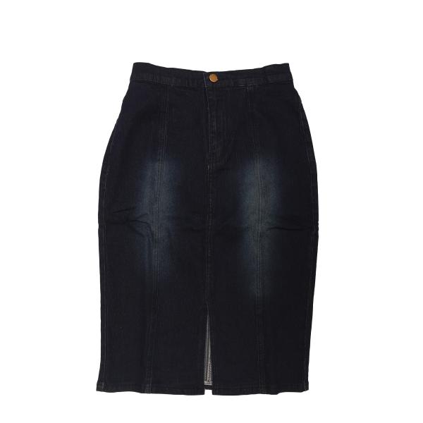 Allegra K デニムスカート ペンシルスカート ボディコン ミディ ハイウエスト スリットフロ...