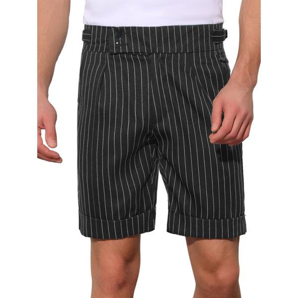 Lars Amadeus ショートパンツ ストライプ ショーツ プリーツ フロント ビジネス サマー...