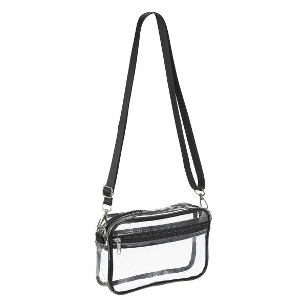 PATIKIL 8"×5" クリアクロスボディバッグ ショルダーストラップ付き スタジアム承認済み ...