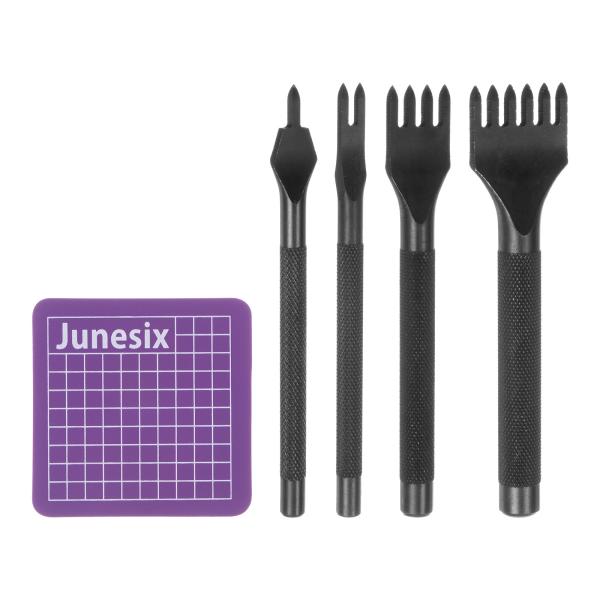 uxcell 4個セット レザープロングパンチ 4mm 1/2/4/6本のプロング ダイヤモンドレー...