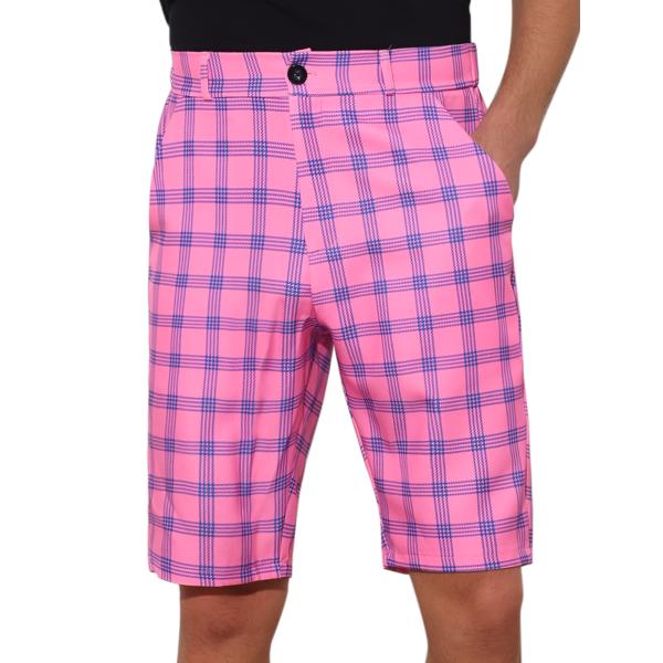 Lars Amadeus チェック柄ショーツ フラットフロント カラーブロックチェックショーツ ポケ...