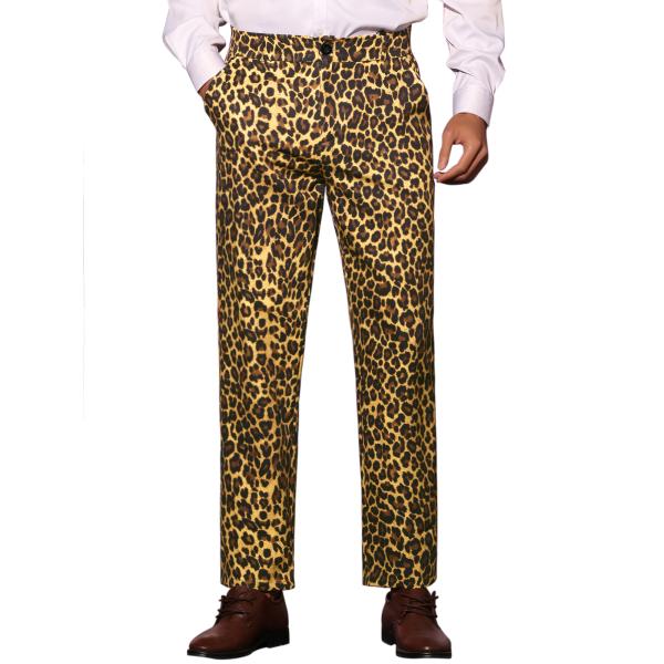 Lars Amadeus メンズ フラットフロント レギュラーフィット パンツ用 アニマル ドレスパ...