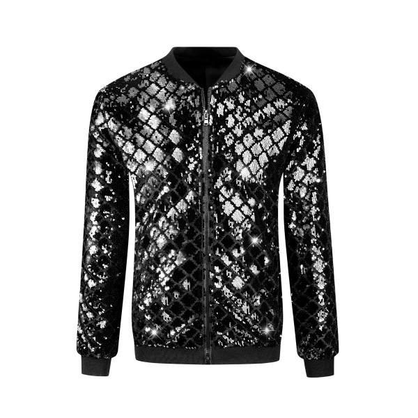 Lars Amadeus ボンバー 長袖 アーガイル スパンコール ベースボール コート パーティー...