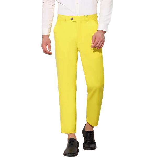 Lars Amadeus ドレスパンツ スーツパンツ クロップドパンツ スラックス 無地 フラットフ...