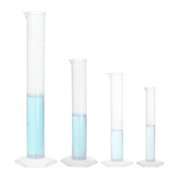 PATIKIL 4個セット 100/10/25/50ml PPプラスチック製目盛り付きシリンダー 六...