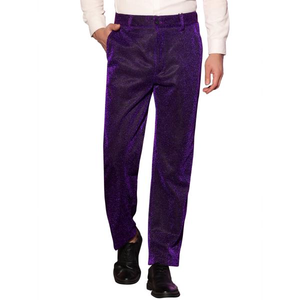 Lars Amadeus グリッター ドレスパンツ メタリック ストレートレッグ パーティー ナイト...