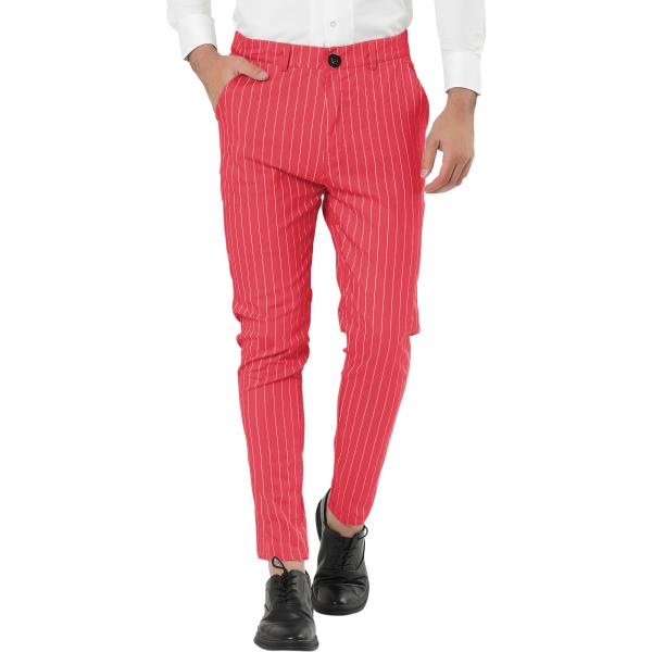 Lars Amadeus ストライプ 柄 チノパンツ ロングパンツ ズボン オフィス ビジネス スリ...