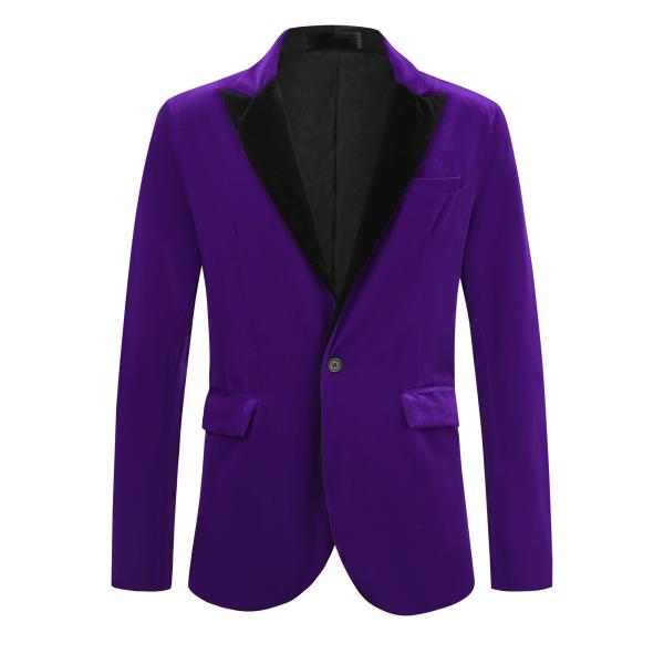 Lars Amadeus 男性用ベルベットスーツジャケット コントラストラペル ウェディングパーティ...