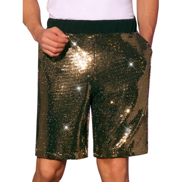 Lars Amadeus メンズ 夏用 スパンコール ショートパンツ 伸縮性ウエスト パーティー ナ...