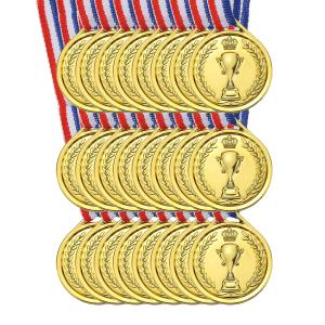 PATIKIL 3.8 cm ミニ金賞受賞メダル 50個 プラスチック 金賞メダル 1位賞メダル リボン付き 卓球の試合 スポーツ大会 パーティーの記