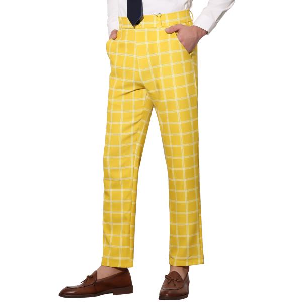 Lars Amadeus スーツ パンツ チェック柄 プロム ズボン フォーマル ポケット付き メン...