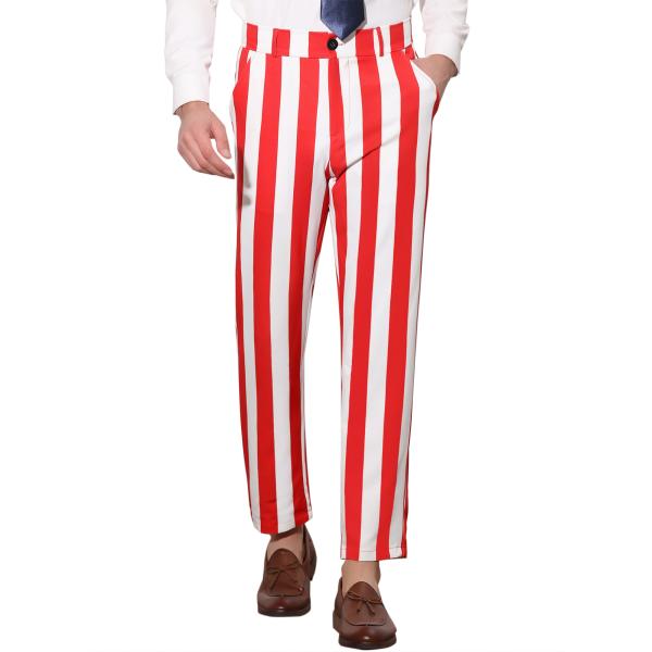 Lars Amadeus スーツパンツ ストライプ ドレス パンツ ストレート カラーブロック メン...