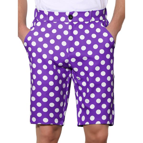 Lars Amadeus チノショーツ 水玉 ストレートフィット コンフォート メンズ パープル 3...