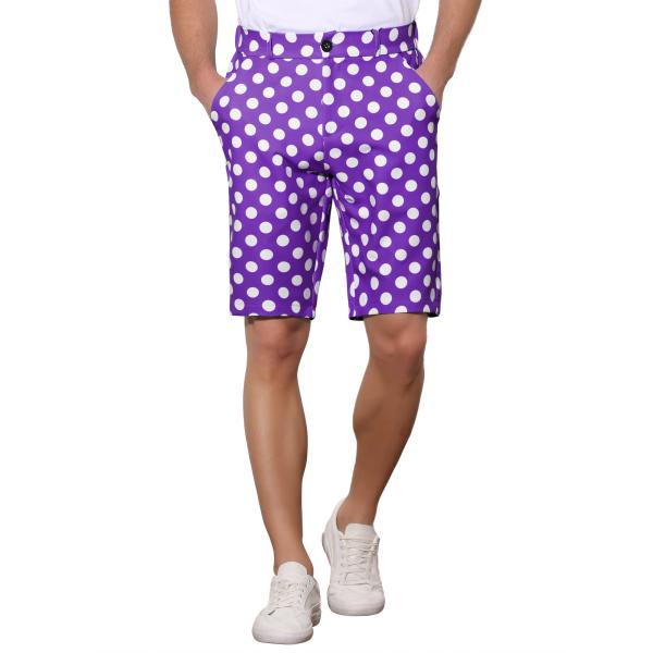 Lars Amadeus チノショーツ 水玉 ストレートフィット コンフォート メンズ パープル 3...