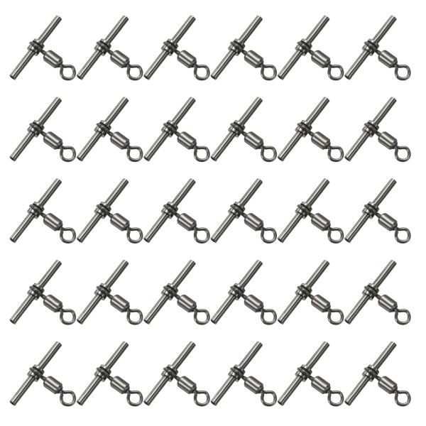 PATIKIL 48Lbs釣り用スイベル 50個パック3方向T字型真鍮スイベルスリーブ釣り具高強度ク...