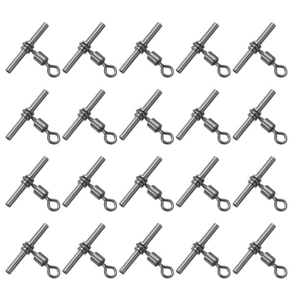 PATIKIL 41Lbs釣りスイベル 20個パック3方向T字型真鍮スイベルスリーブ釣り具高強度クロ...