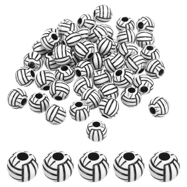 PATIKIL 12 mm スポーツボールビーズ 50個 アクリルバレーボールビーズ バルクラウンド...